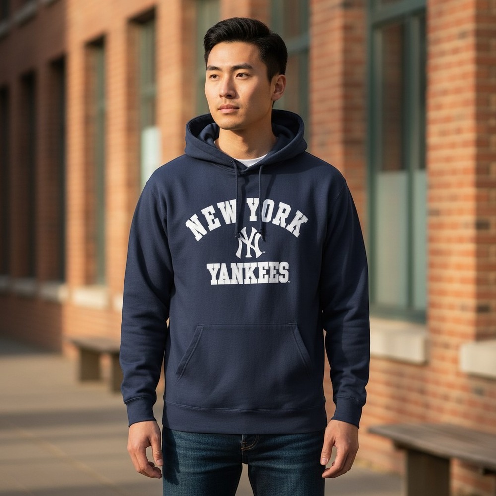 Stitch New York Yankees Hoodie 2XL Navy Blue‎ MLB Pullover Graphic Sweatshirt